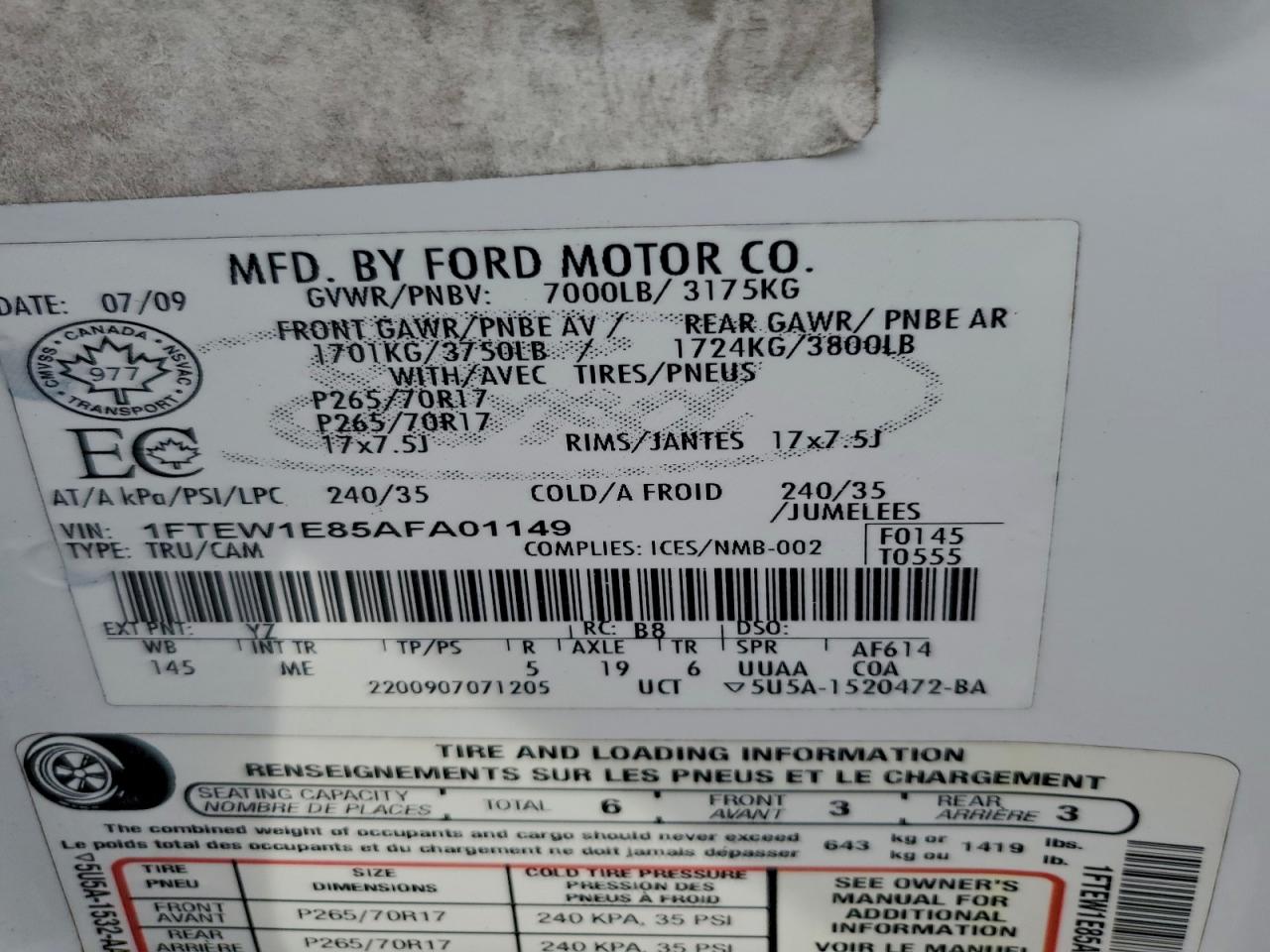 2010 FORD F150 SUPERCREW photo 12