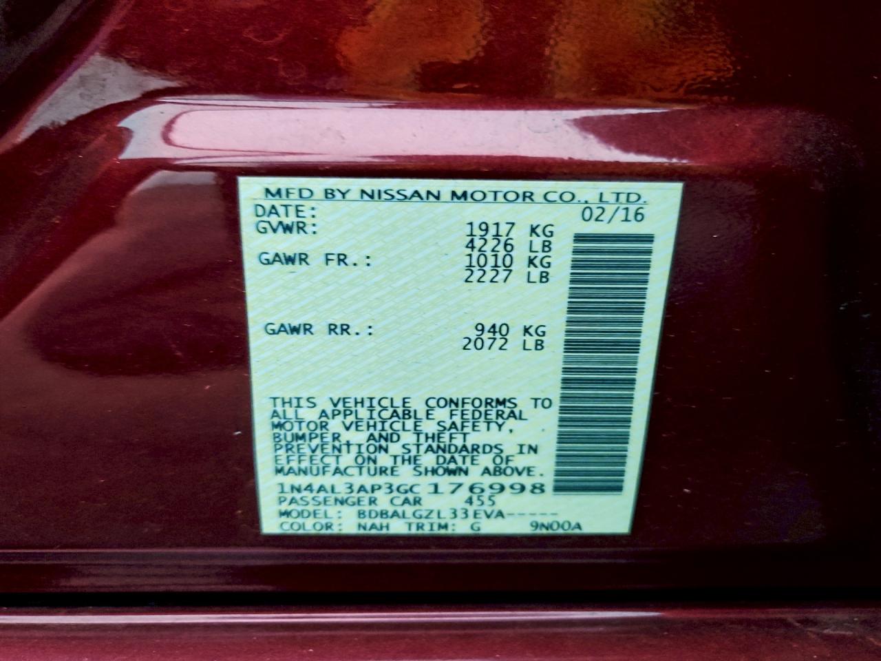 2016 NISSAN ALTIMA 2.5 photo 23