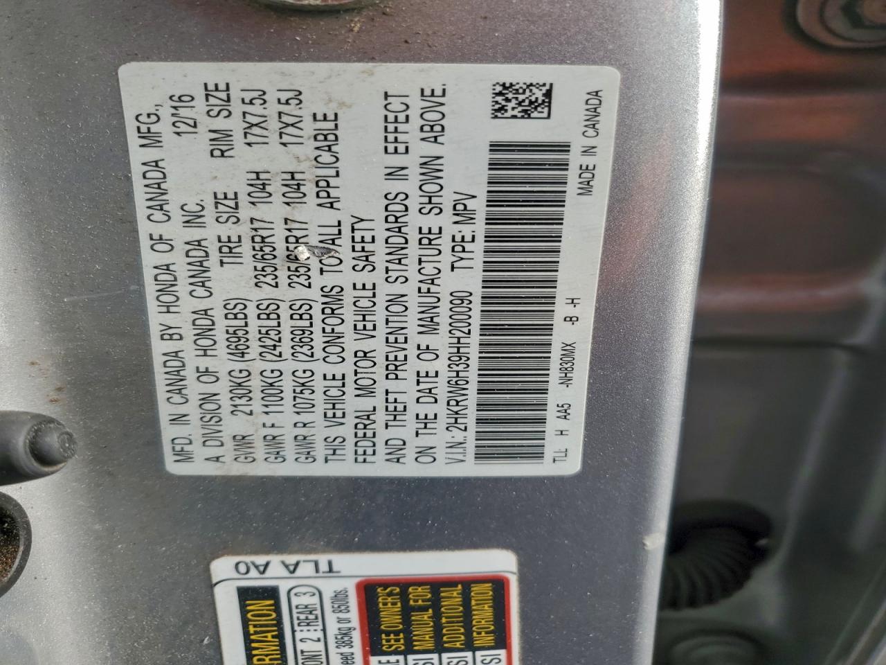 2017 HONDA CR-V LX photo 25