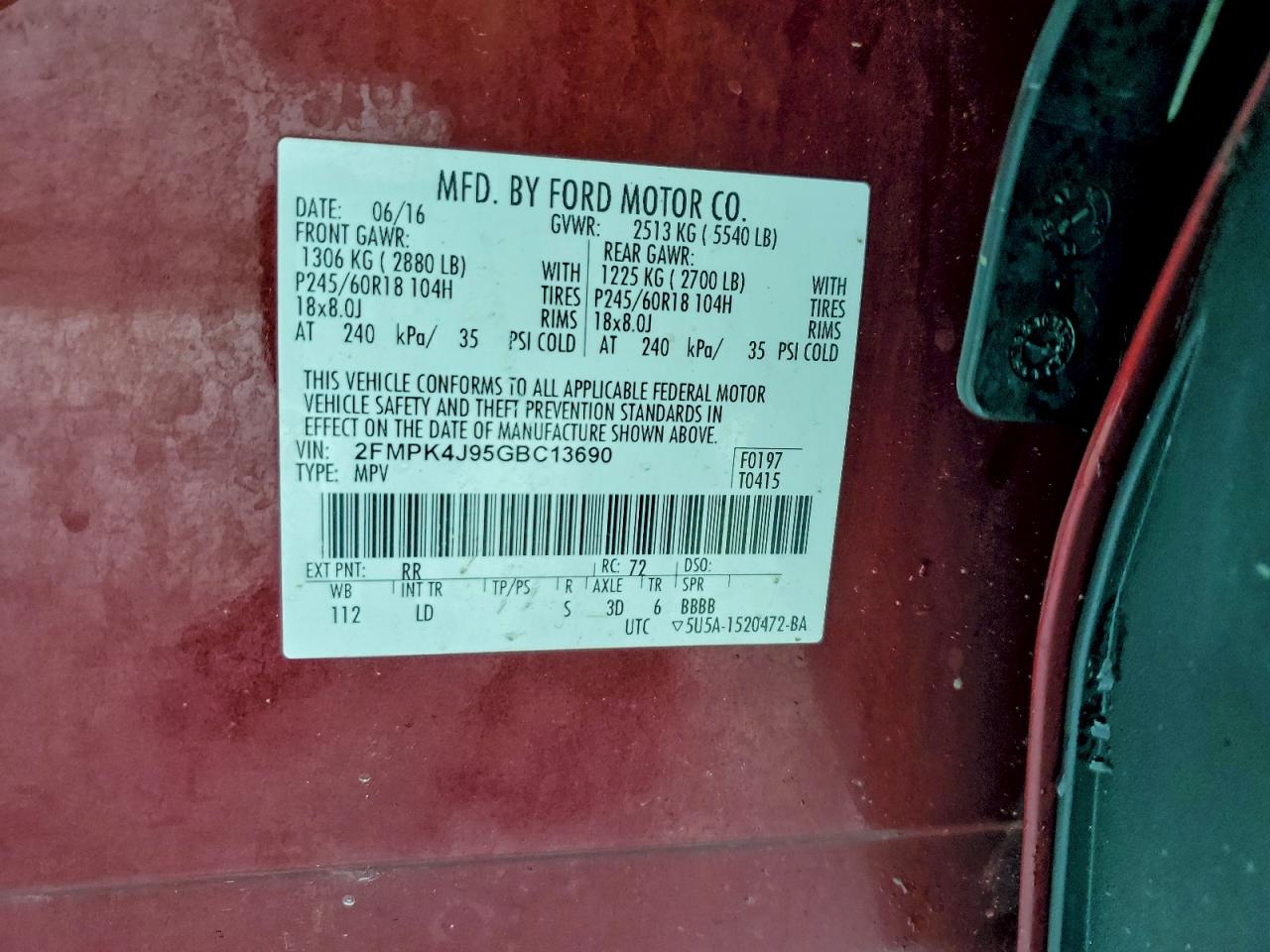 2016 FORD EDGE SEL photo 25