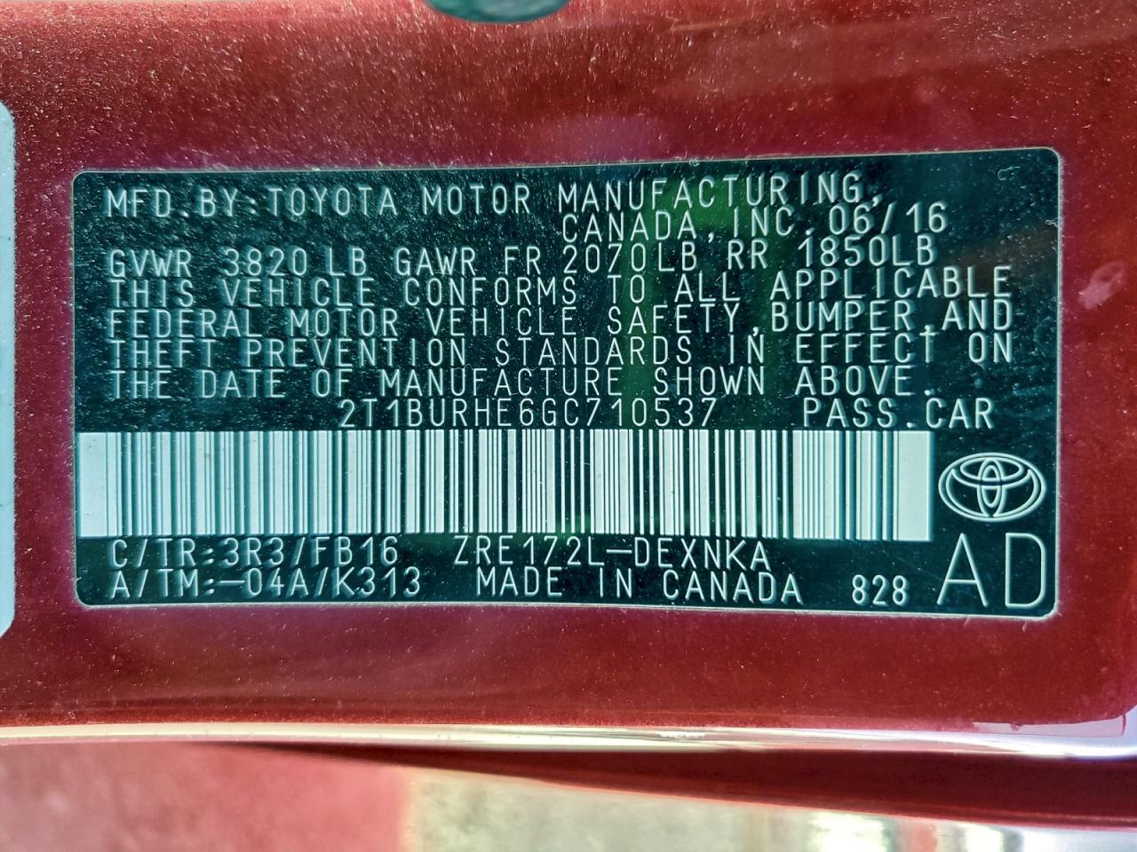2016 TOYOTA COROLLA L photo 25