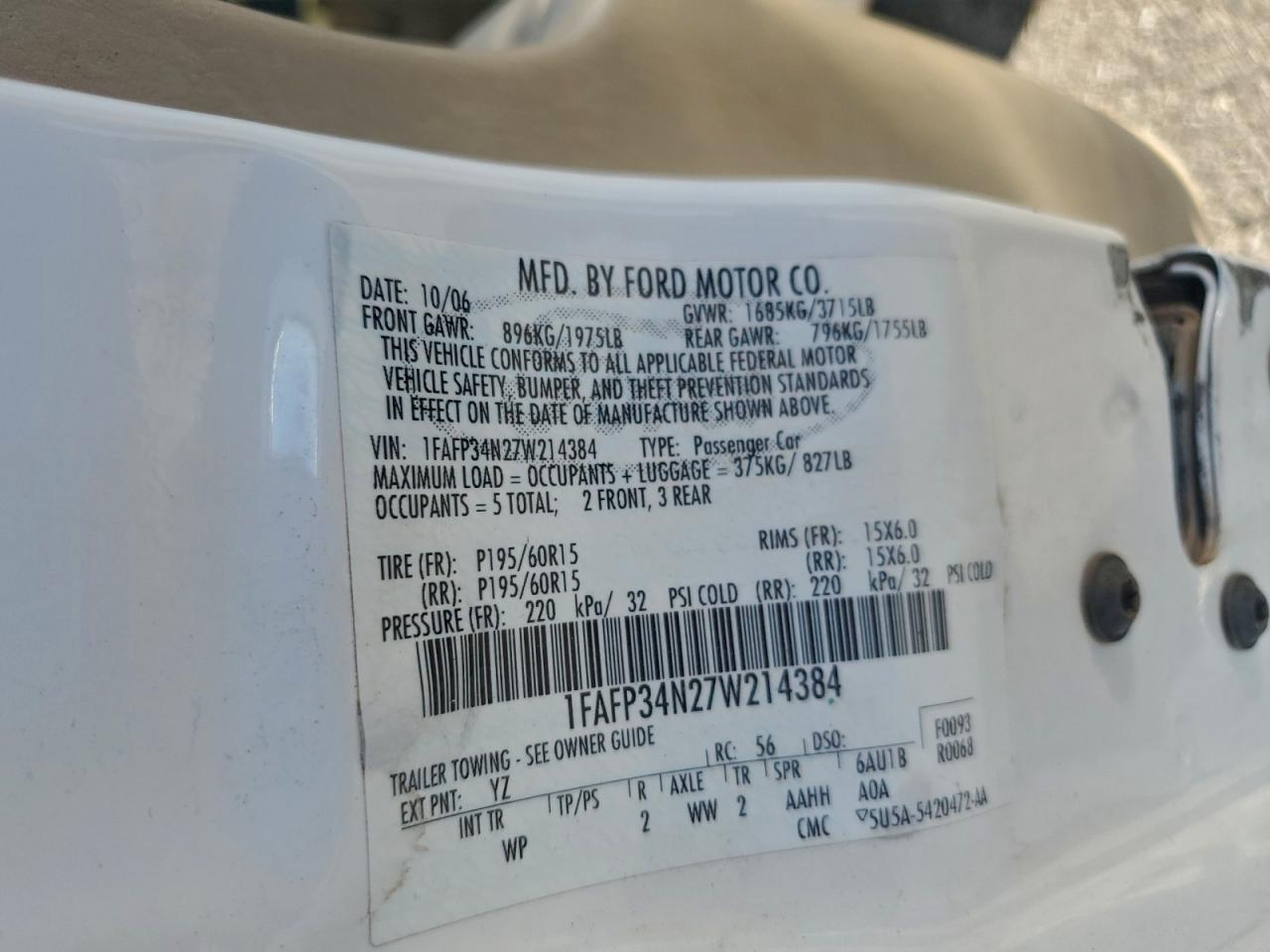 2007 FORD FOCUS ZX4 photo 12