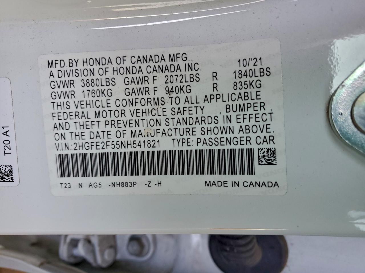 2022 HONDA CIVIC SPORT photo 12