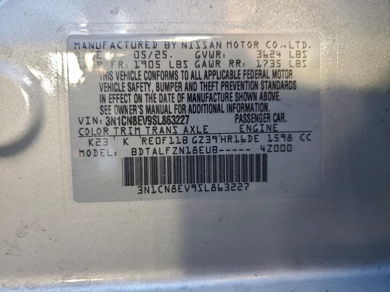 2025 NISSAN VERSA SV photo 13