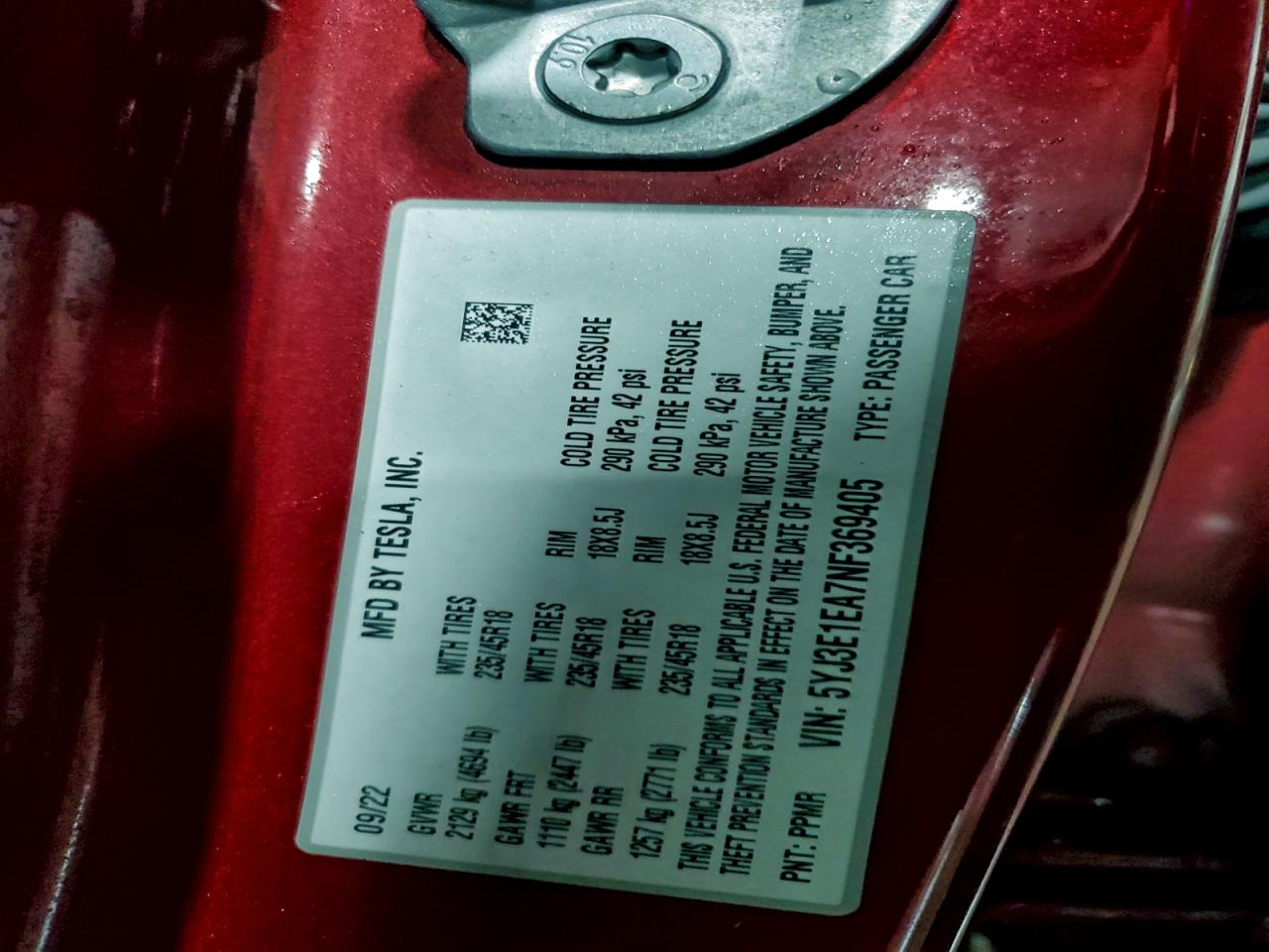 2022 TESLA MODEL 3 photo 13