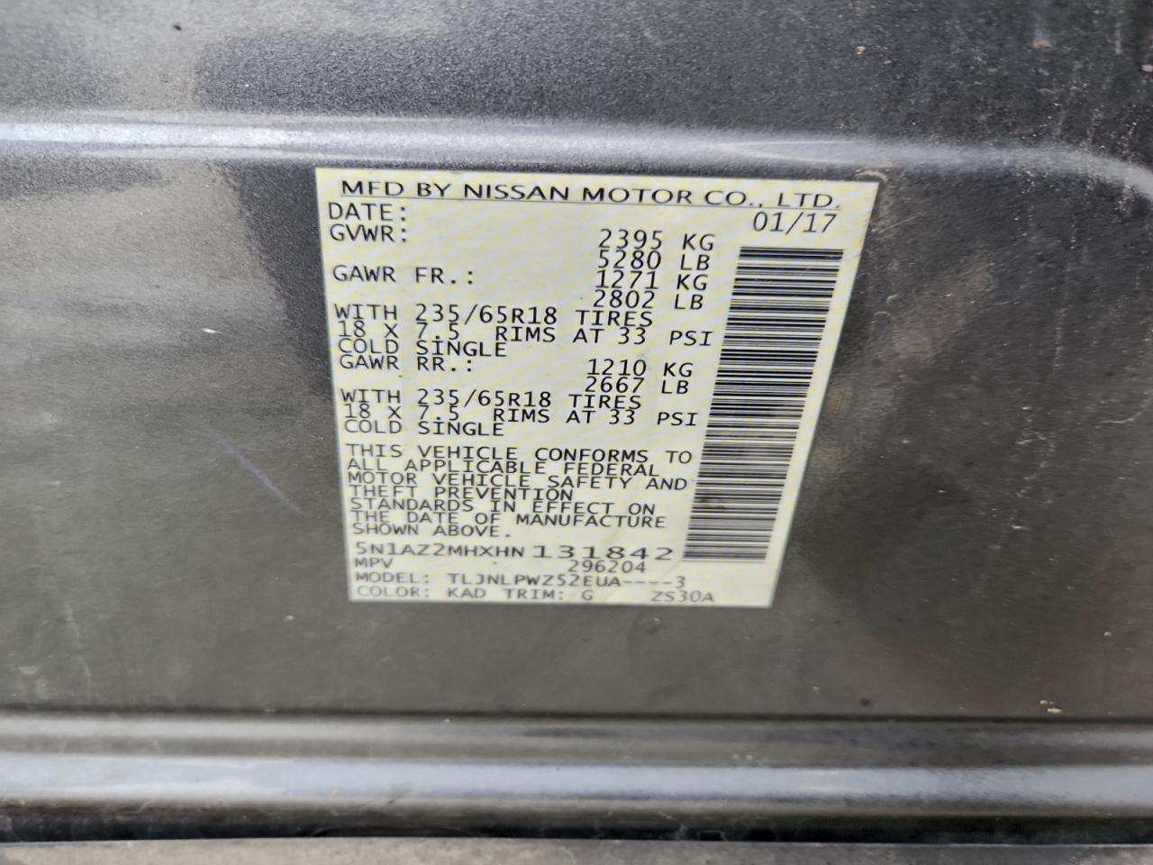 2017 NISSAN MURANO S photo 27
