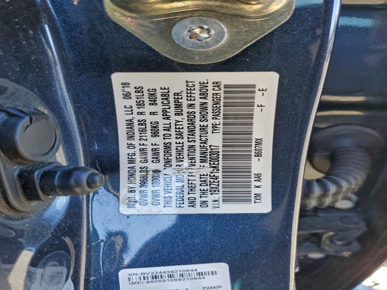 2019 HONDA INSIGHT LX photo 12