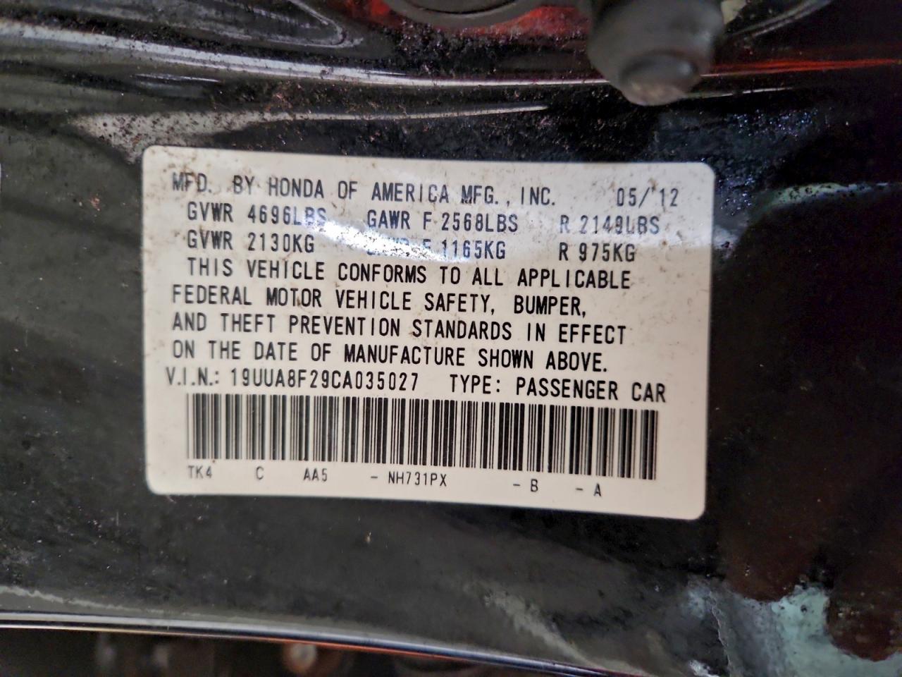 2012 ACURA TL photo 12
