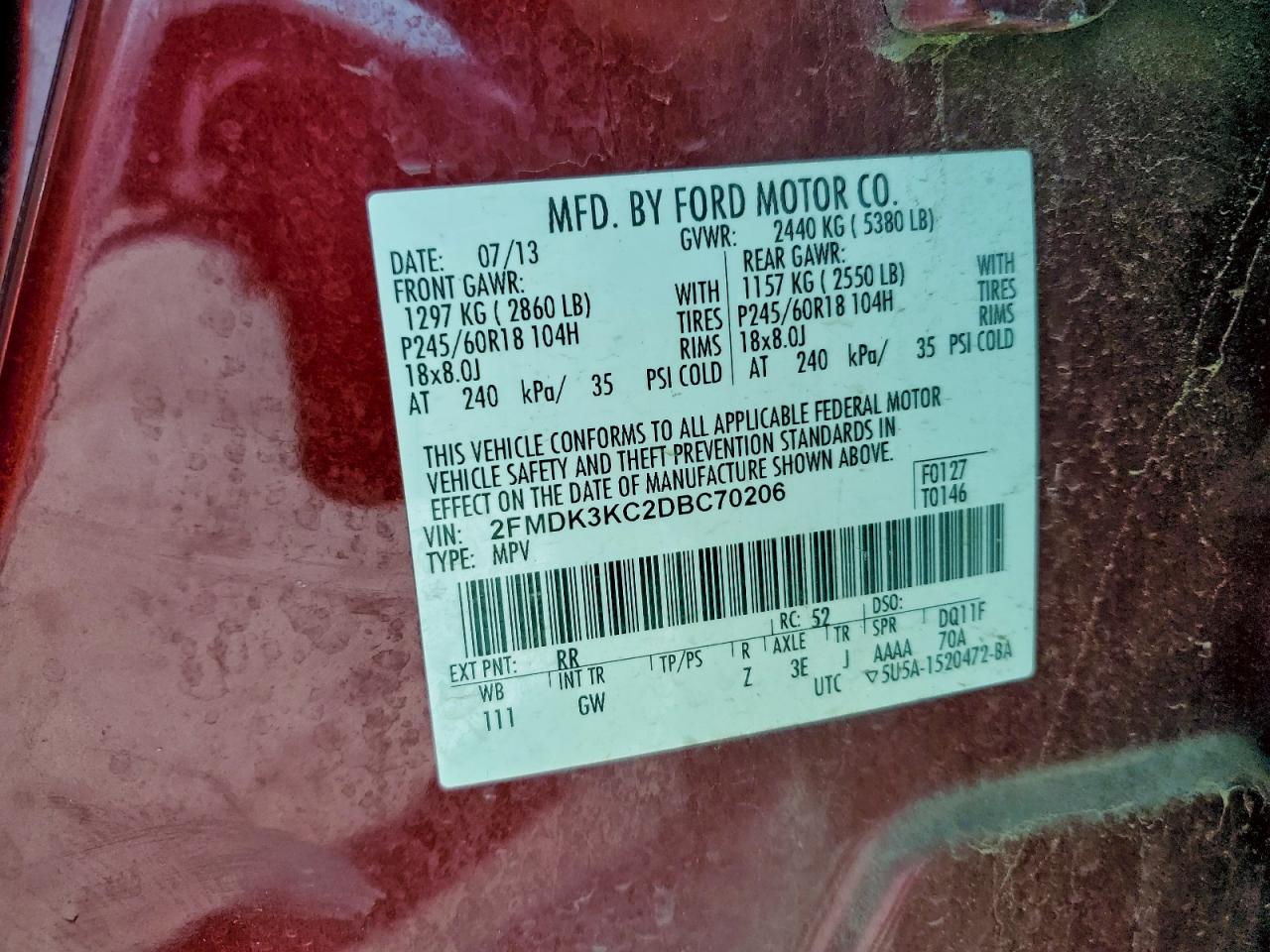 2013 FORD EDGE LIMITED photo 14