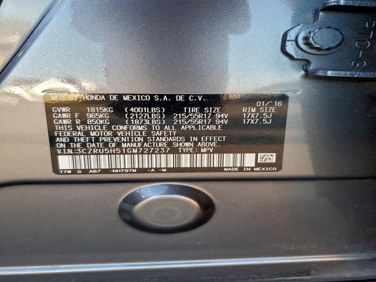 2016 HONDA HR-V EX photo 14