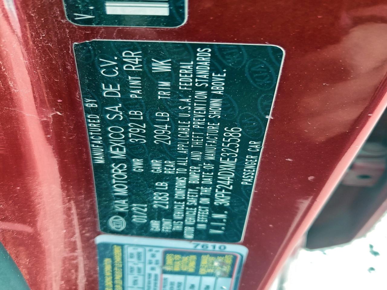 2021 KIA FORTE FE photo 12