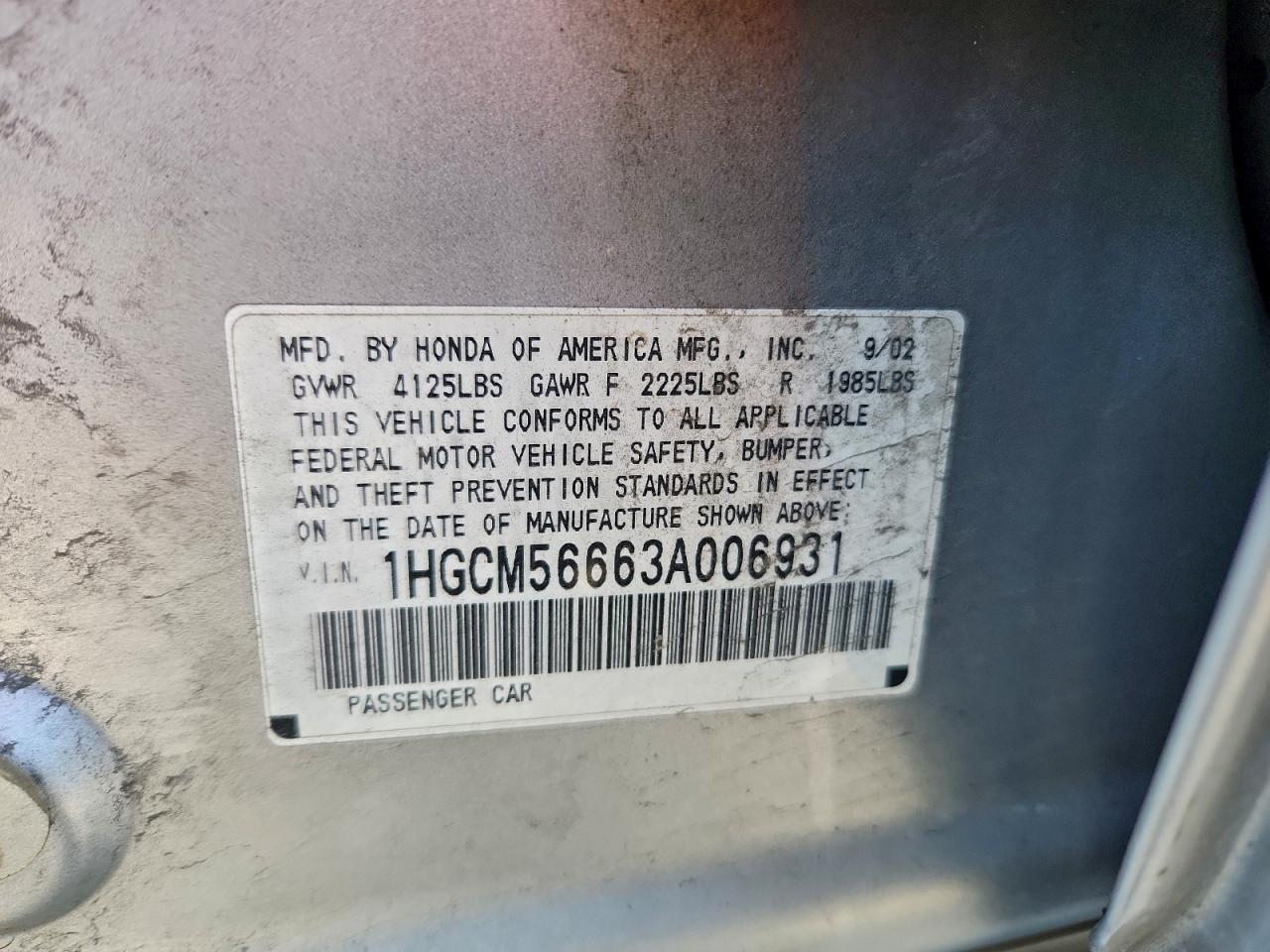 2003 HONDA ACCORD EX photo 12