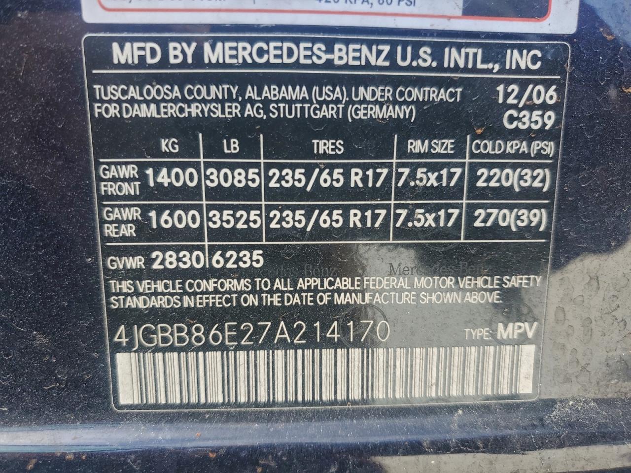 2007 MERCEDES-BENZ ML 350 photo 13