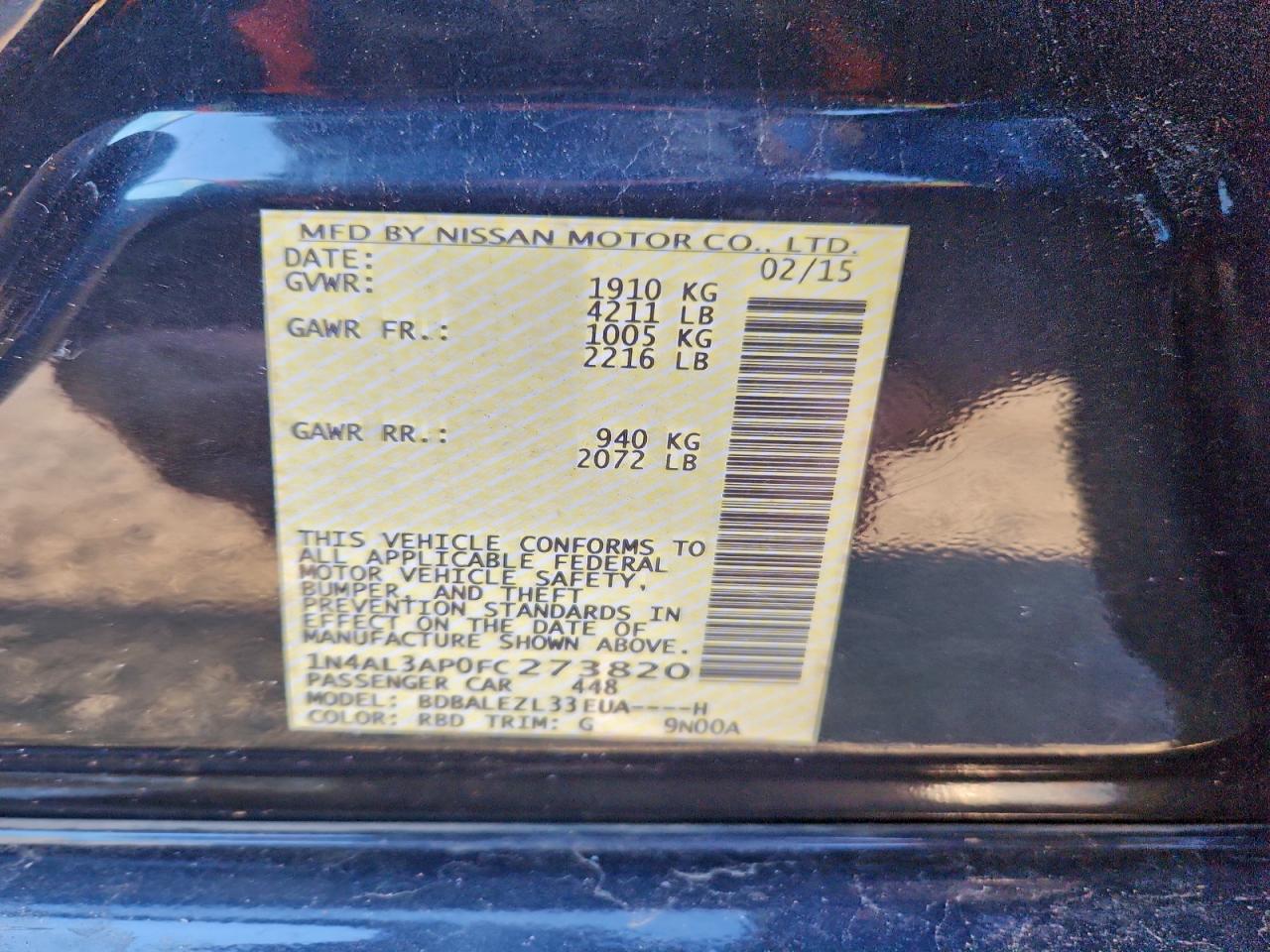 2015 NISSAN ALTIMA 2.5 photo 12