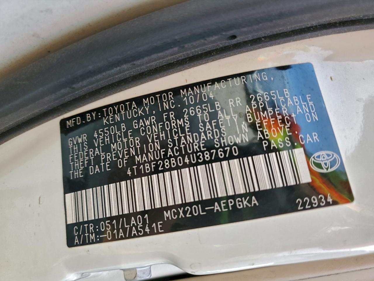 2004 TOYOTA AVALON XL photo 12