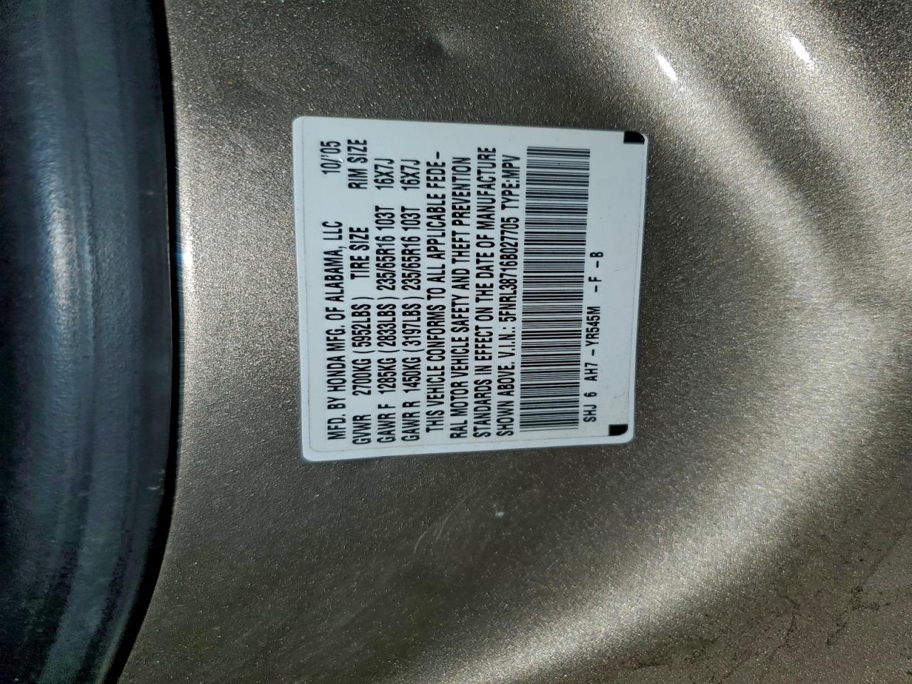 2006 HONDA ODYSSEY EXL photo 13