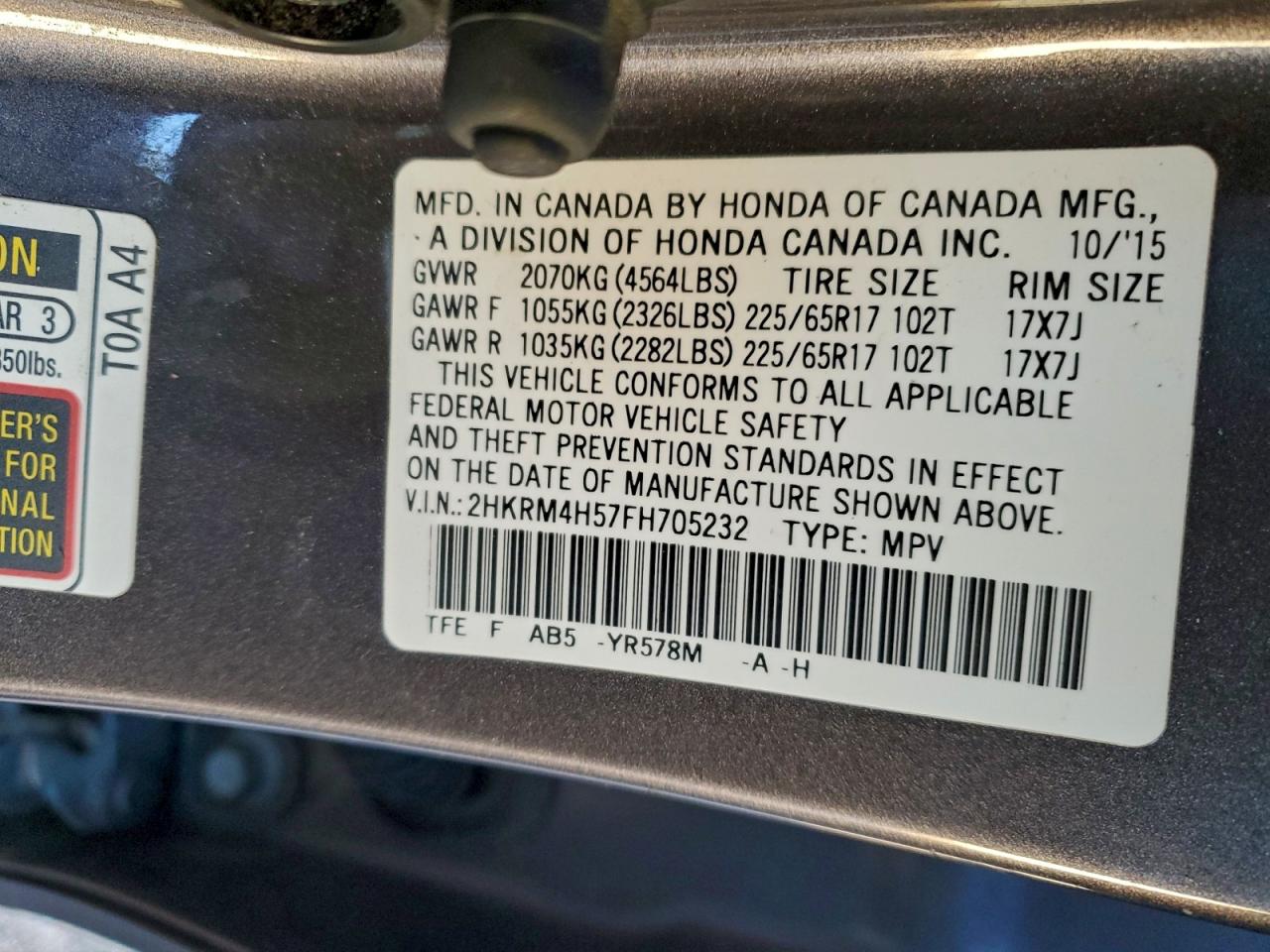 2015 HONDA CR-V EX photo 12