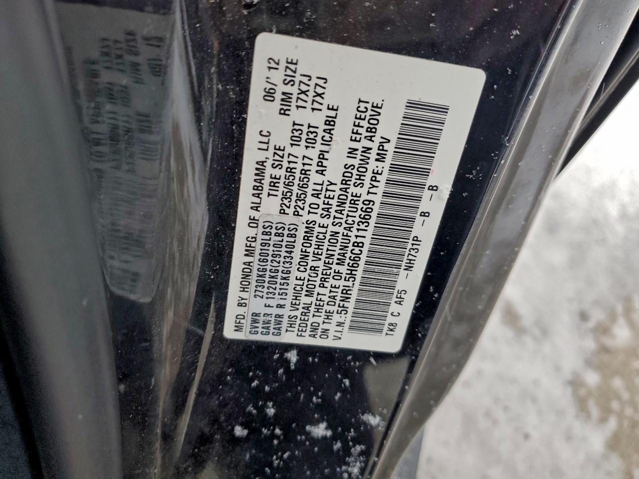 2012 HONDA ODYSSEY EXL photo 13