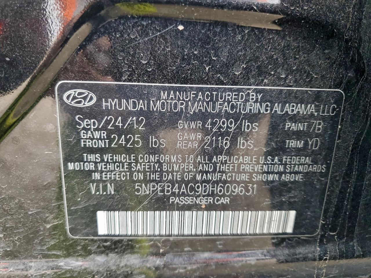 2013 HYUNDAI SONATA GLS photo 12