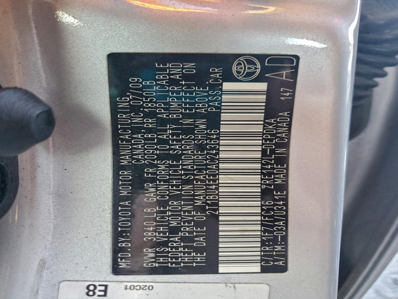 2010 TOYOTA COROLLA BASE photo 12