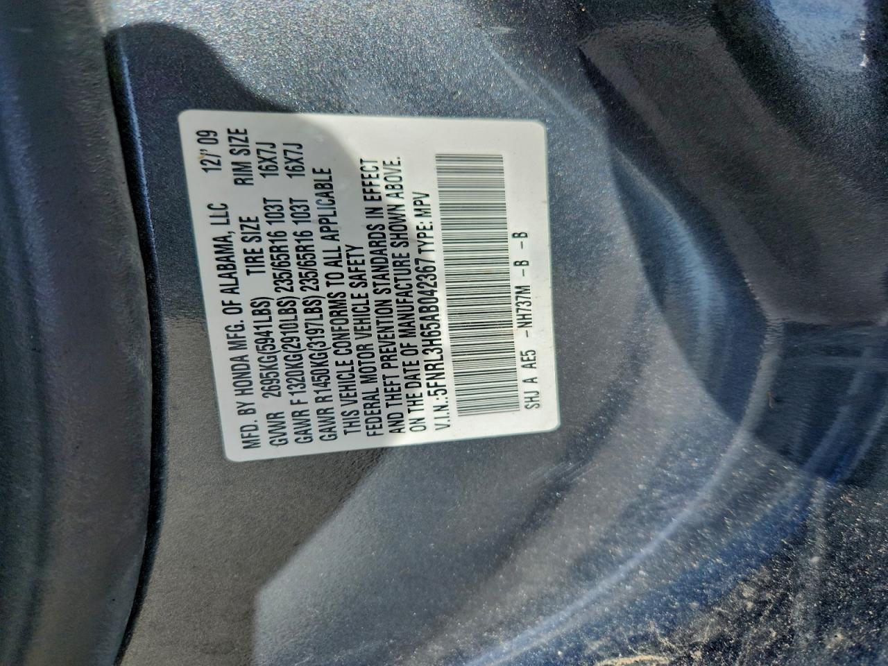 2010 HONDA ODYSSEY EXL photo 13
