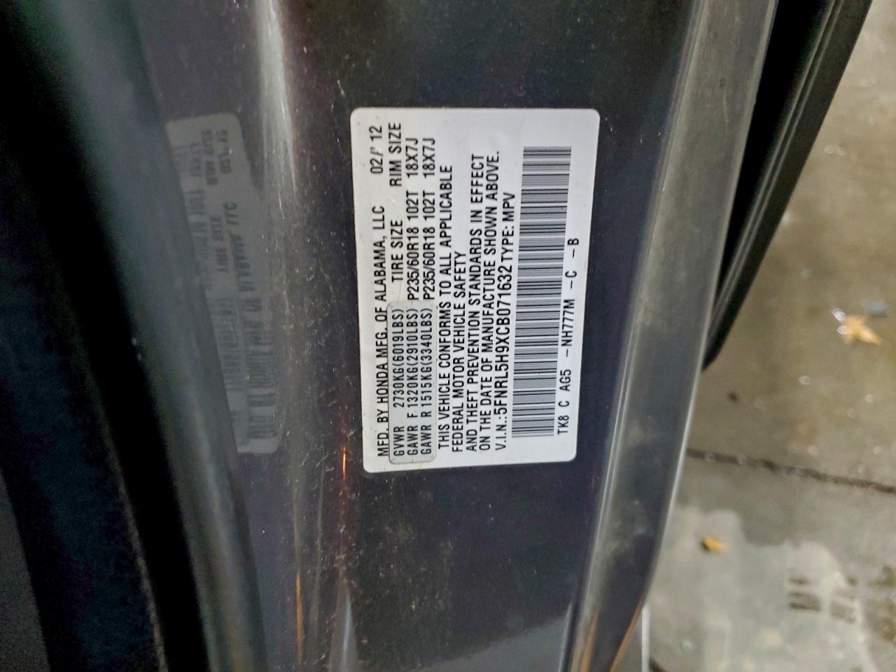 2012 HONDA ODYSSEY TOURING photo 13