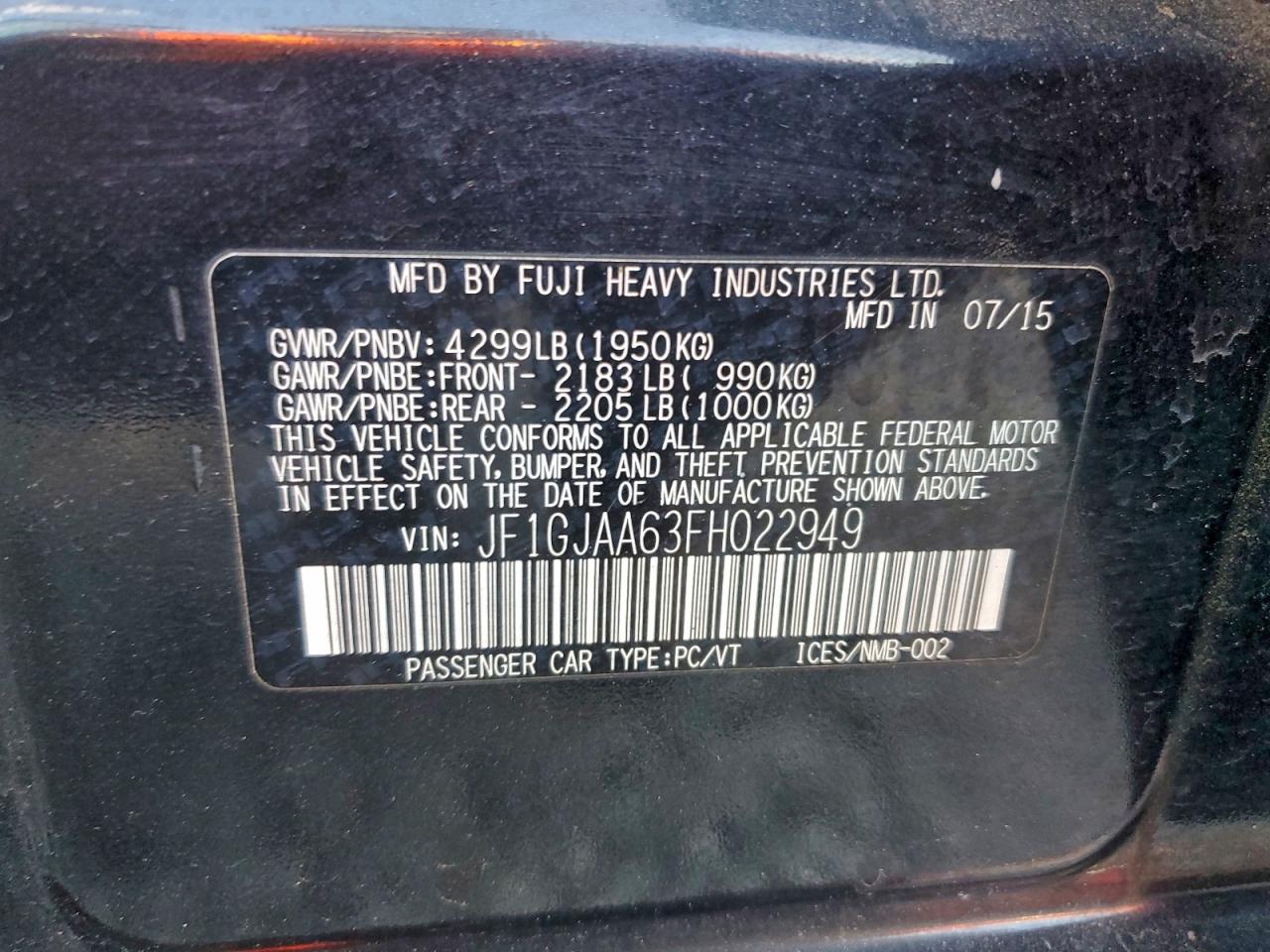 2015 SUBARU IMPREZA photo 12