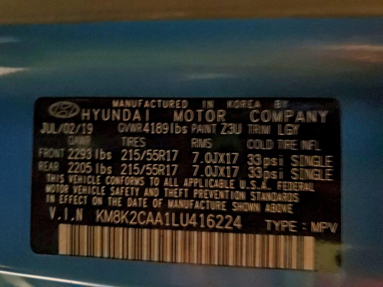 2020 HYUNDAI KONA SEL photo 13