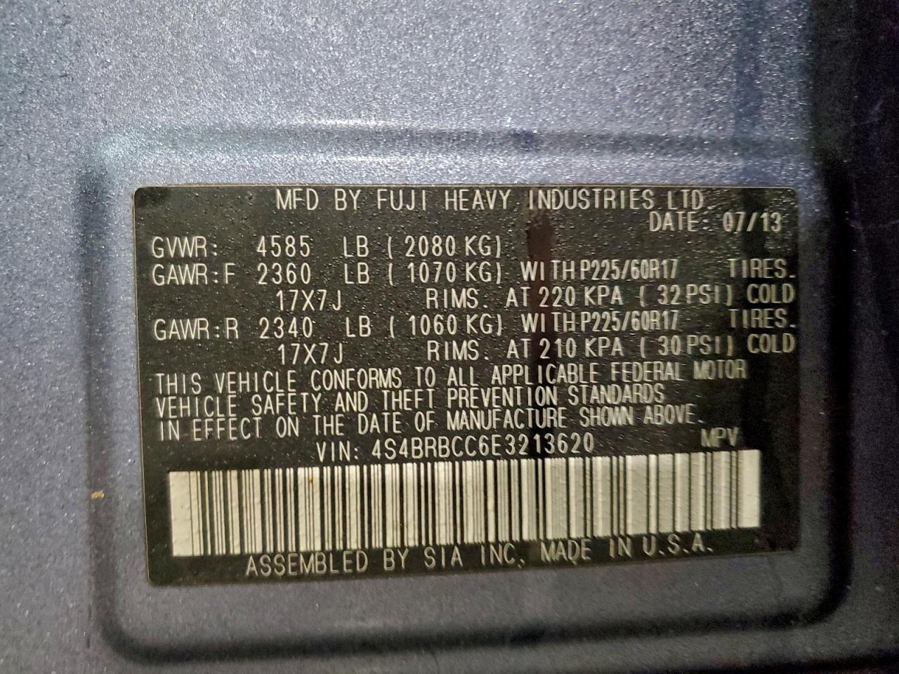 2014 SUBARU OUTBACK 2.5I PREMIUM photo 13