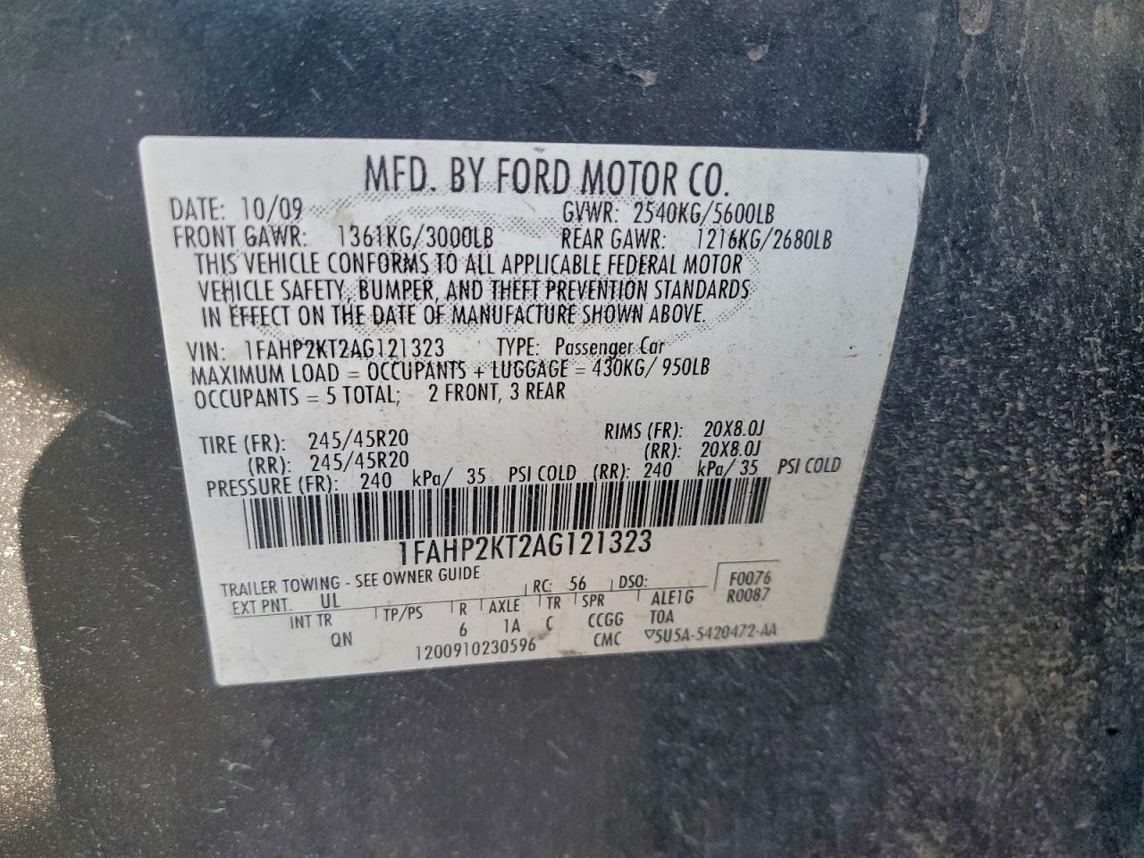 2010 FORD TAURUS SHO photo 12