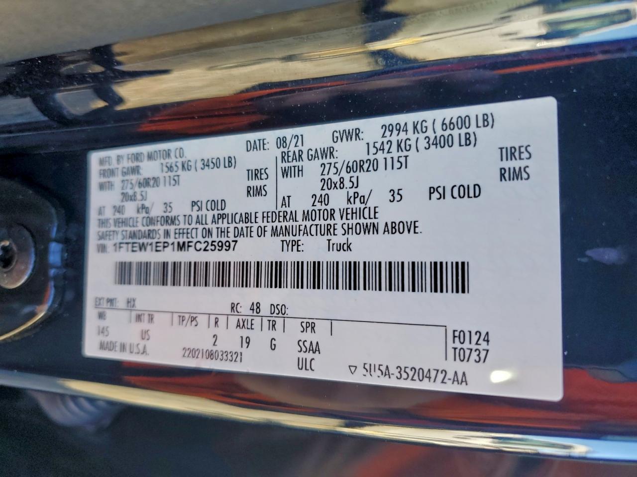 2021 FORD F150 SUPERCREW photo 13
