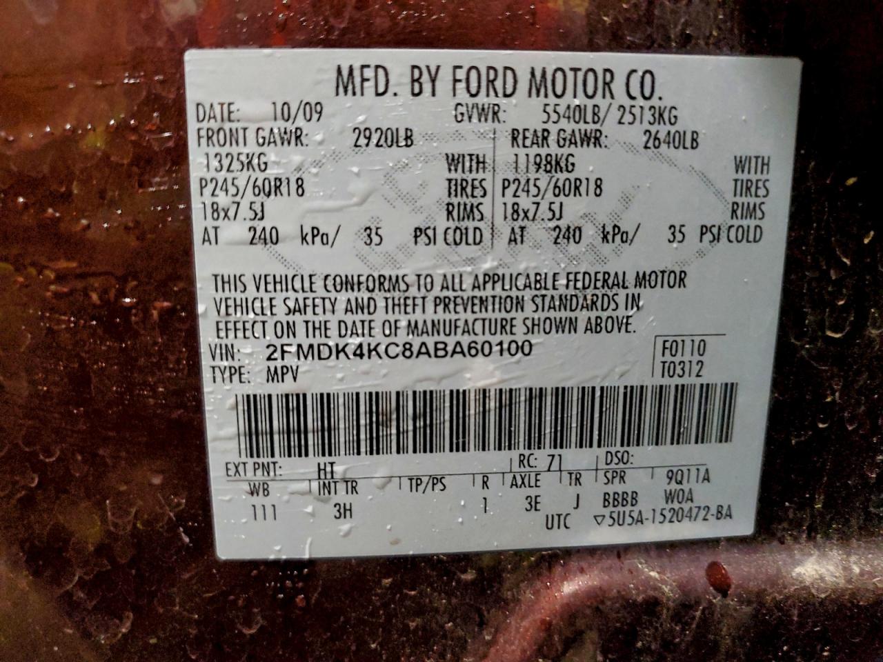 2010 FORD EDGE LIMITED photo 13