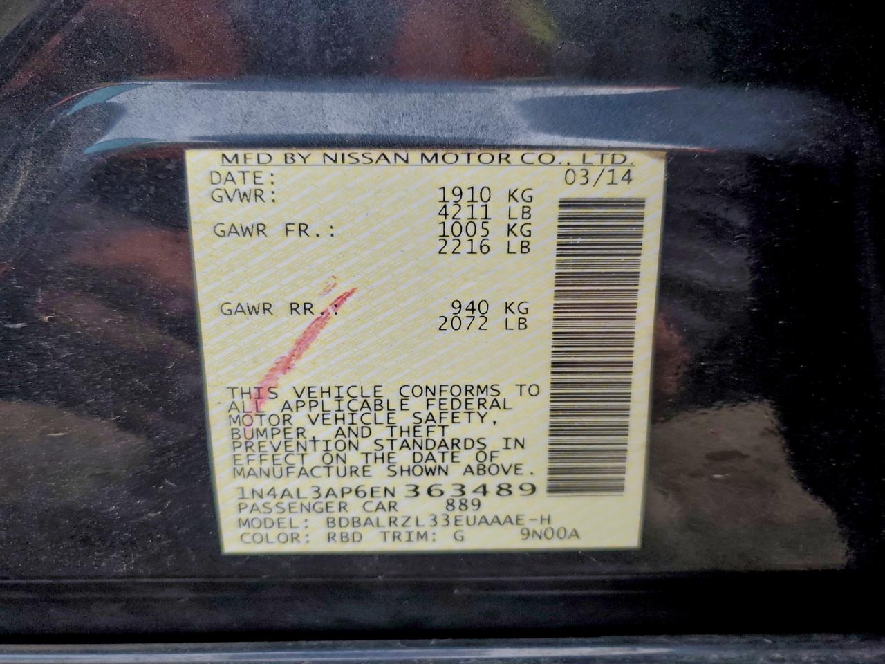 2014 NISSAN ALTIMA 2.5 photo 12