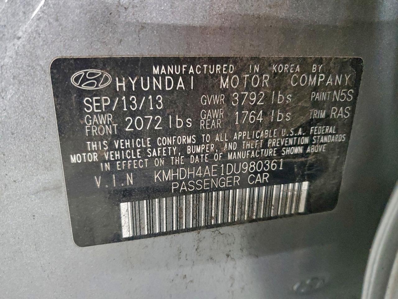 2013 HYUNDAI ELANTRA GLS photo 23