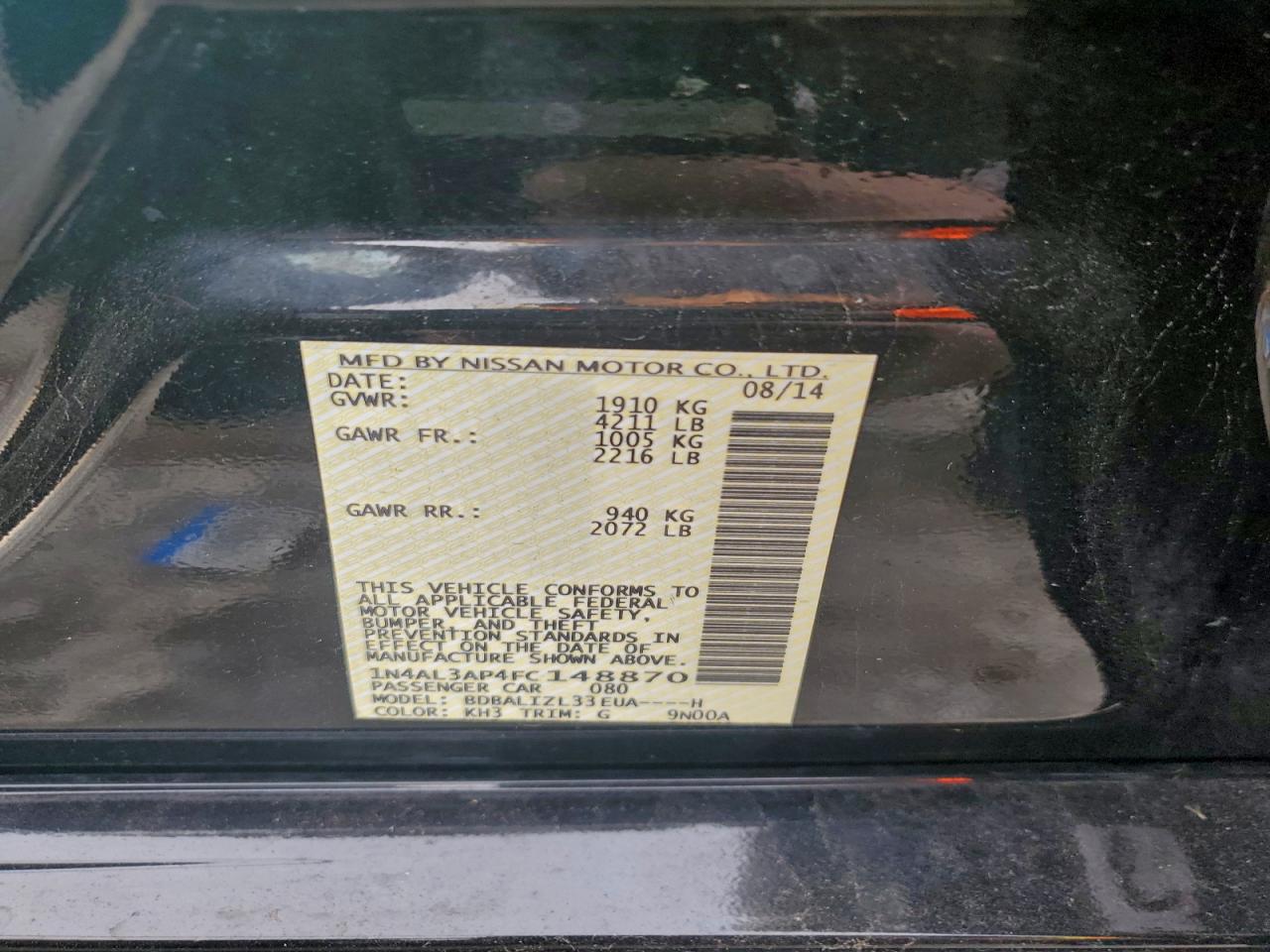 2015 NISSAN ALTIMA 2.5 photo 12