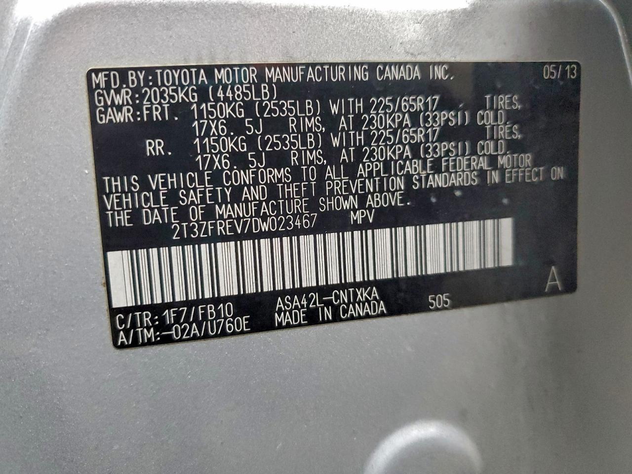 2013 TOYOTA RAV4 LE photo 13