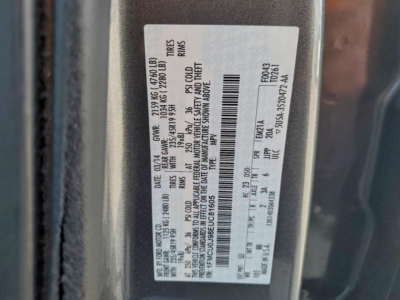2014 FORD ESCAPE TITANIUM photo 13