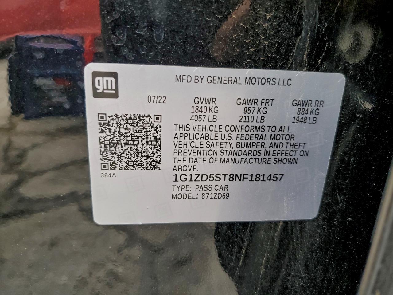 2022 CHEVROLET MALIBU LT photo 12