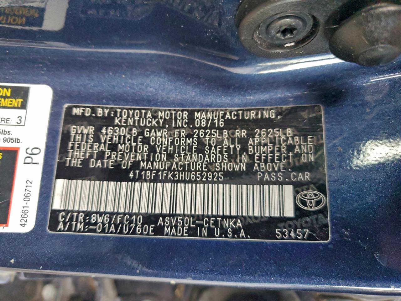 2017 TOYOTA CAMRY LE photo 13