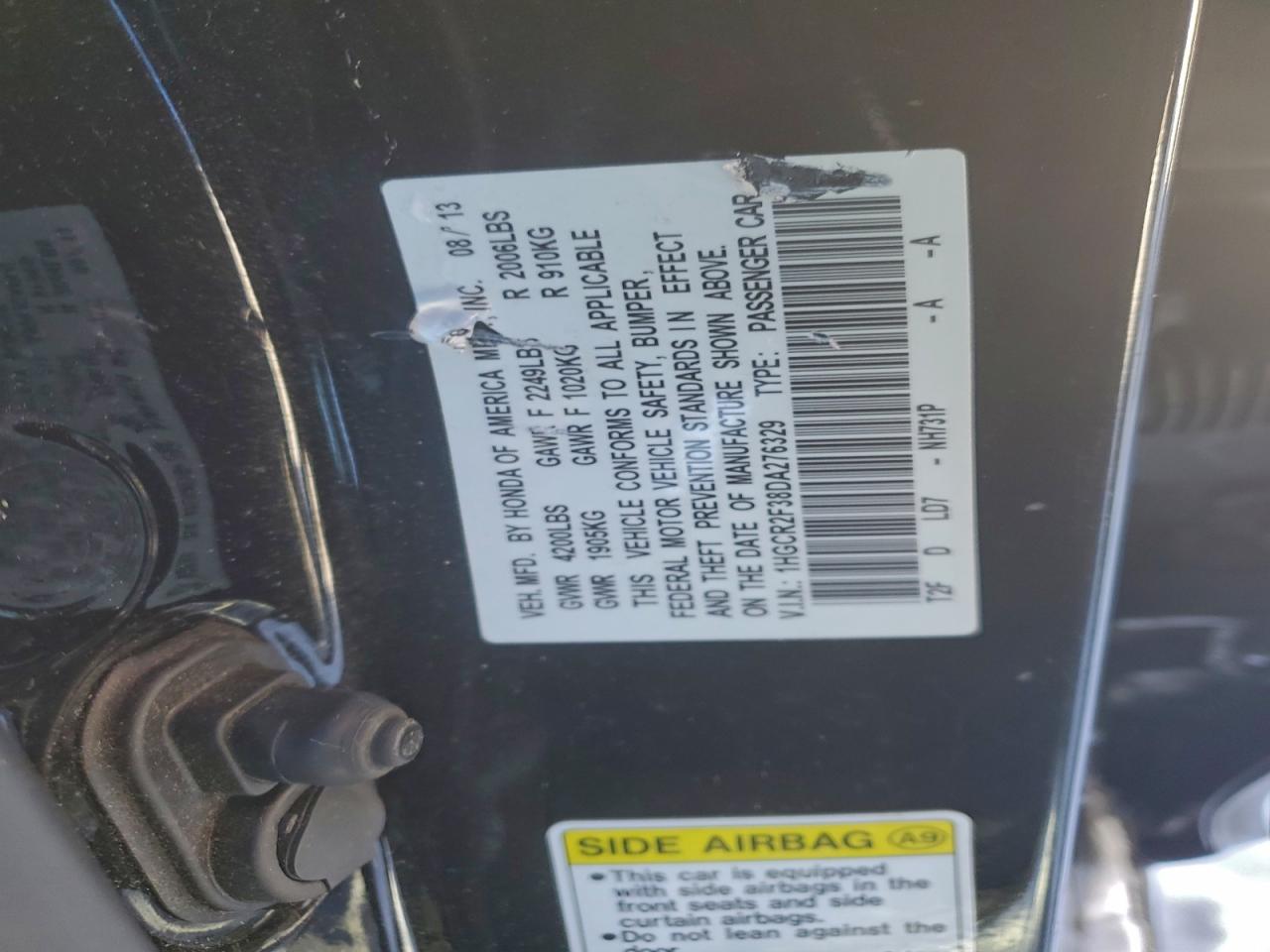 2013 HONDA ACCORD LX photo 12