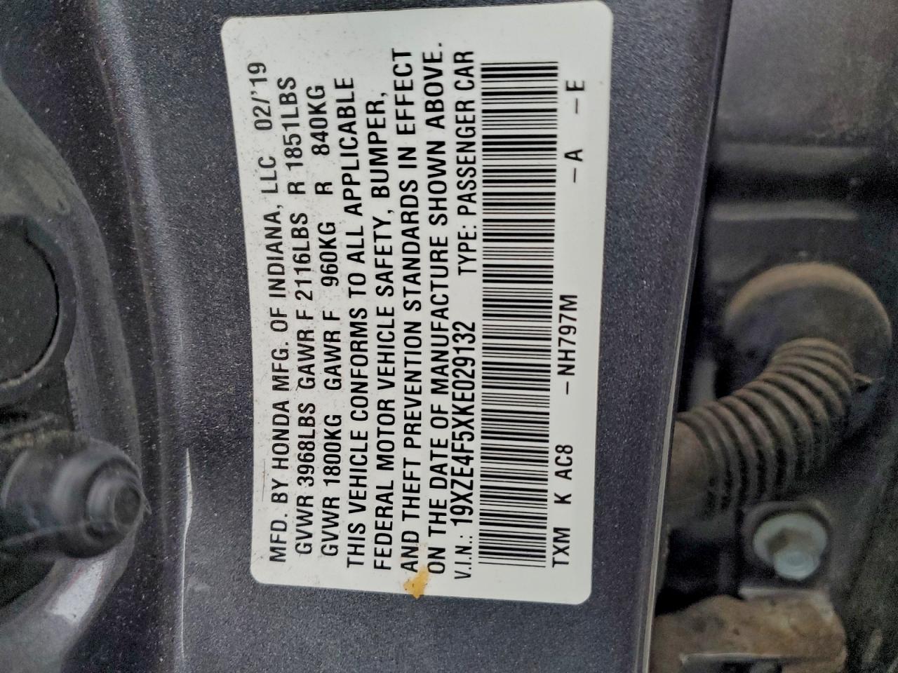 2019 HONDA INSIGHT EX photo 12