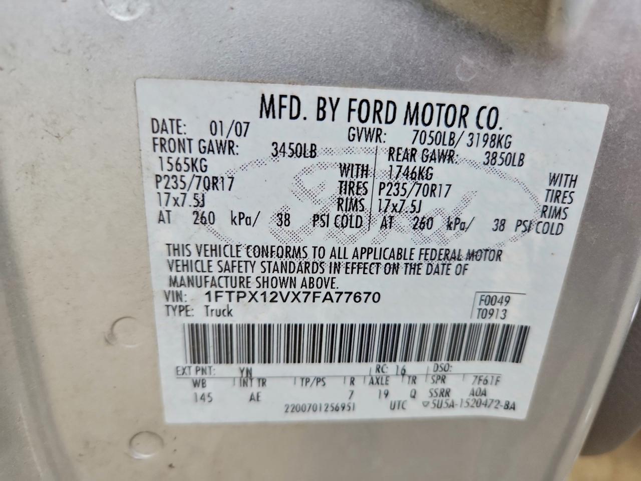 2007 FORD F150 photo 12