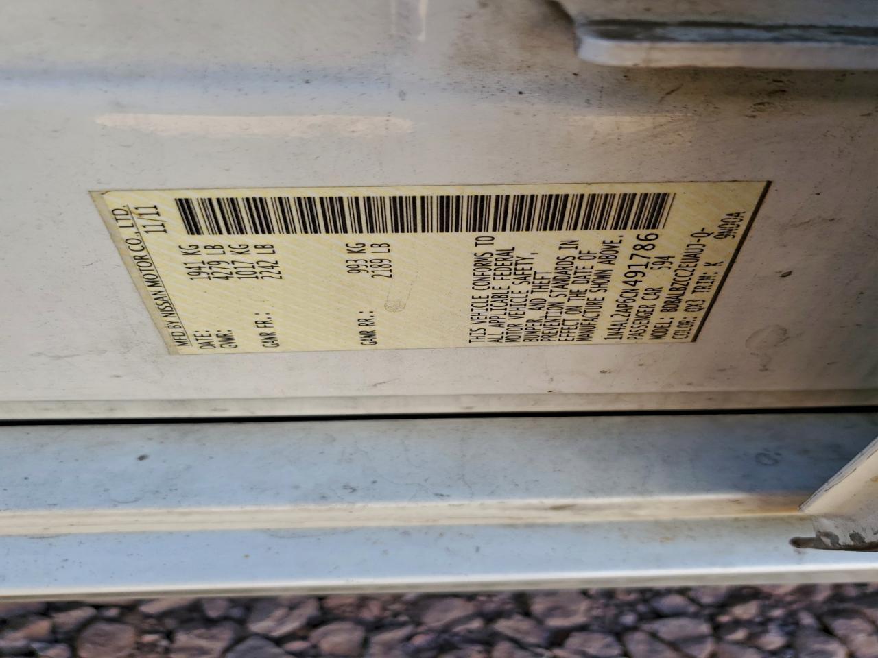 2012 NISSAN ALTIMA BASE photo 12