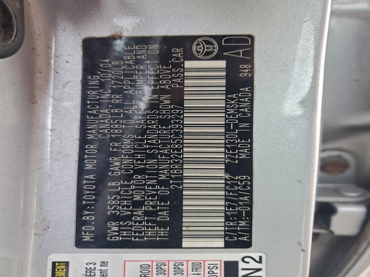 2005 TOYOTA COROLLA CE photo 12