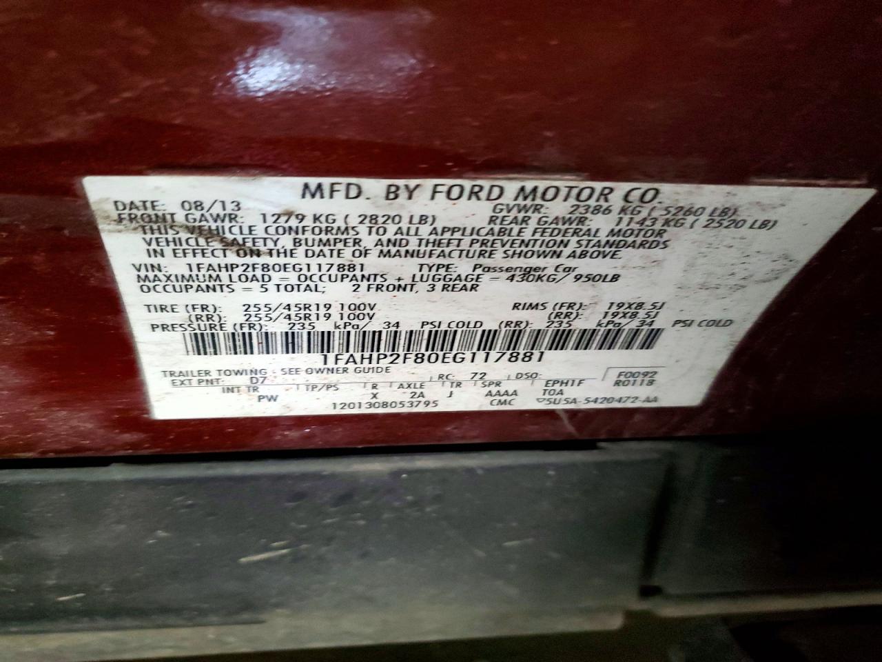 2014 FORD TAURUS LIMITED photo 12