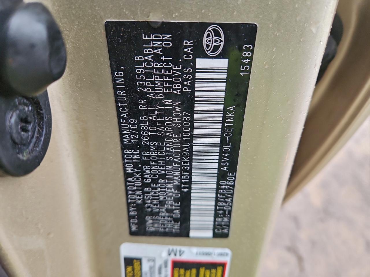 2010 TOYOTA CAMRY BASE photo 13