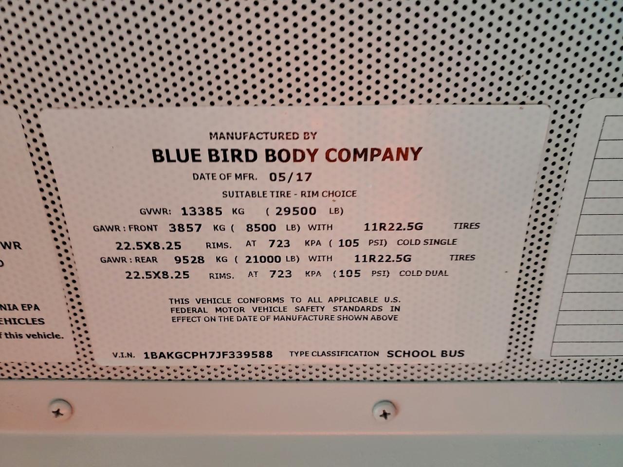 2018 BLUEBIRD VISION - SCHOOL BUS photo 19