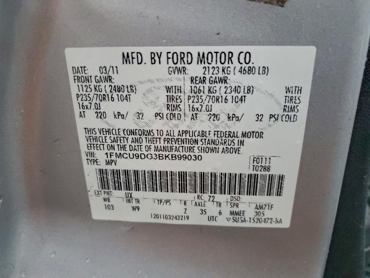 2011 FORD ESCAPE XLT photo 13