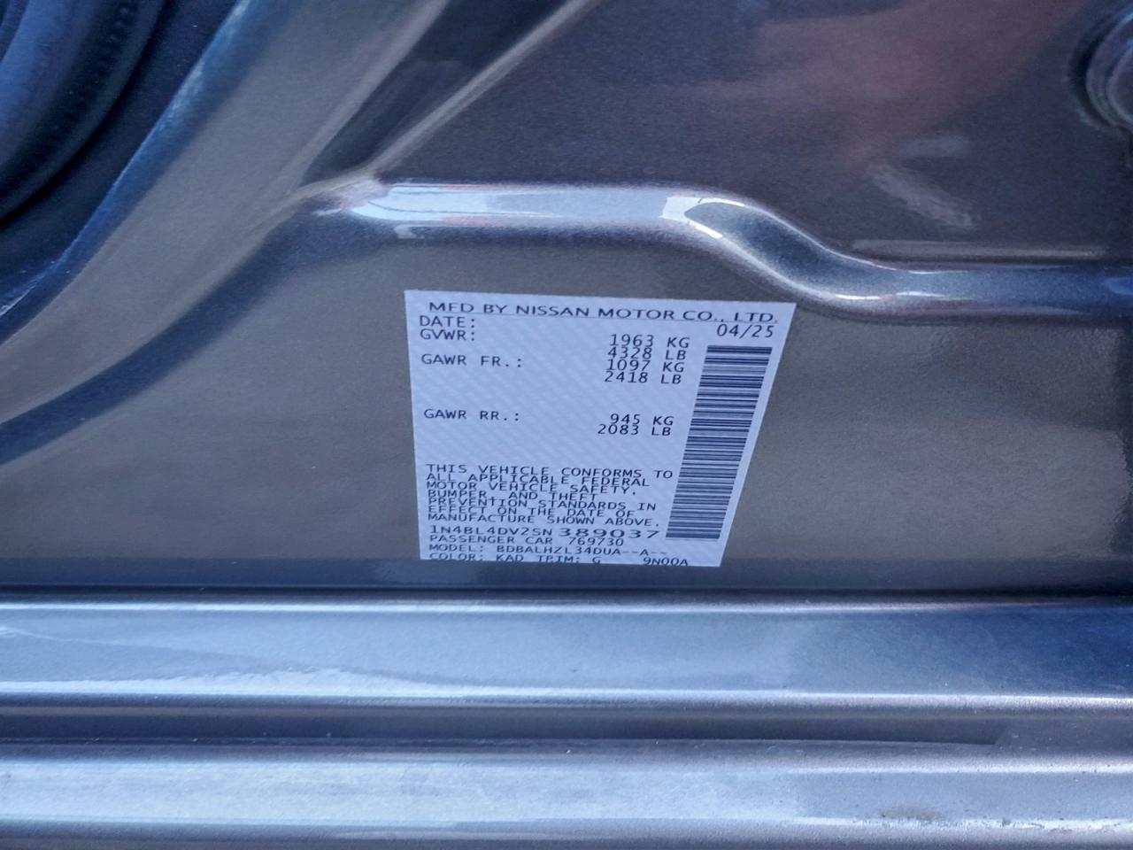 2025 NISSAN ALTIMA SV photo 12