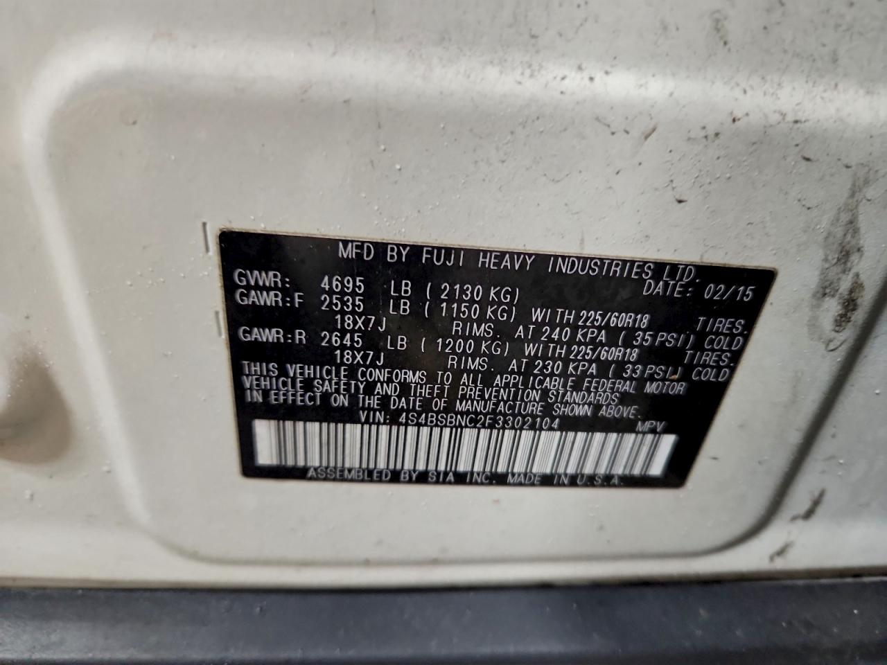 2015 SUBARU OUTBACK 2.5I LIMITED photo 13